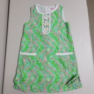 Lilly Pulitzer Green and Pink Sleeveless Girls Dress.